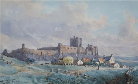 General Sir John Miller Adye (1819-1900), View of Bamburgh Castle, watercolour